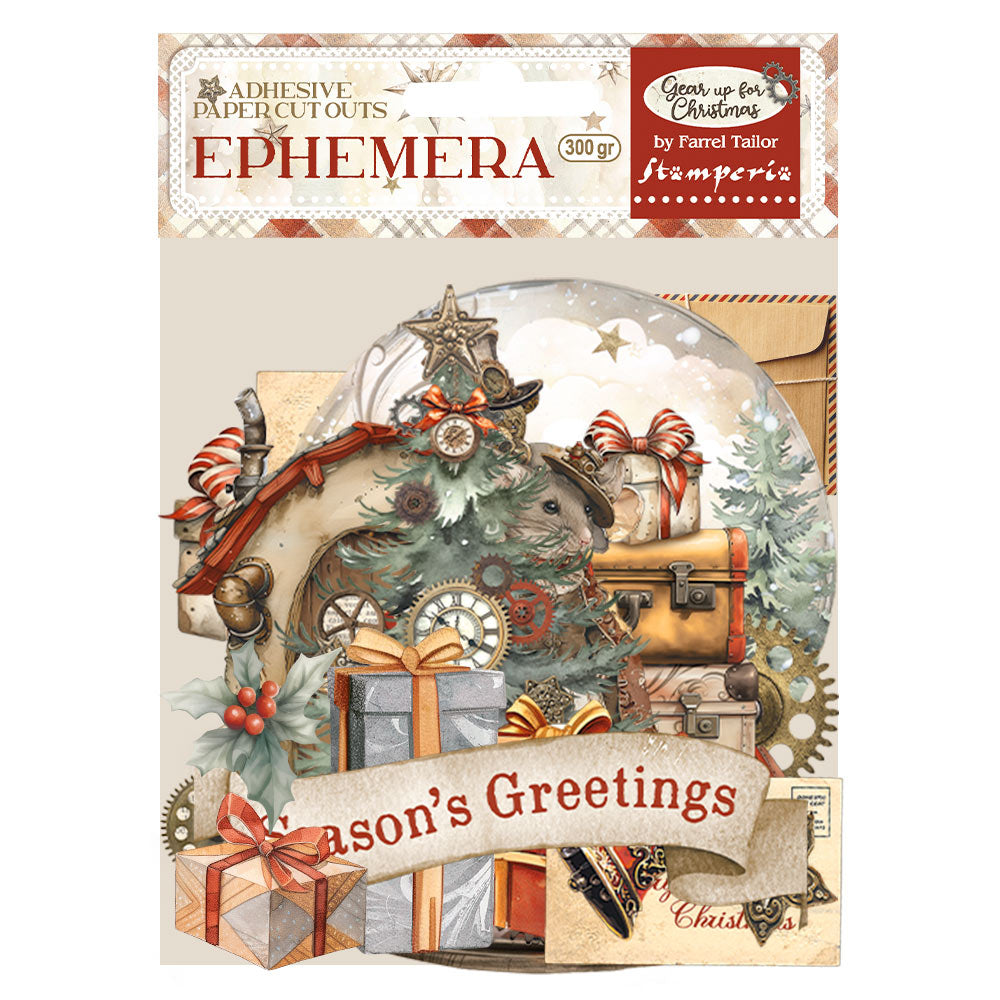 Stamperia GEAR UP FOR CHRISTMAS Adhesive Paper Cut Outs EPHEMERA #DFLCT50