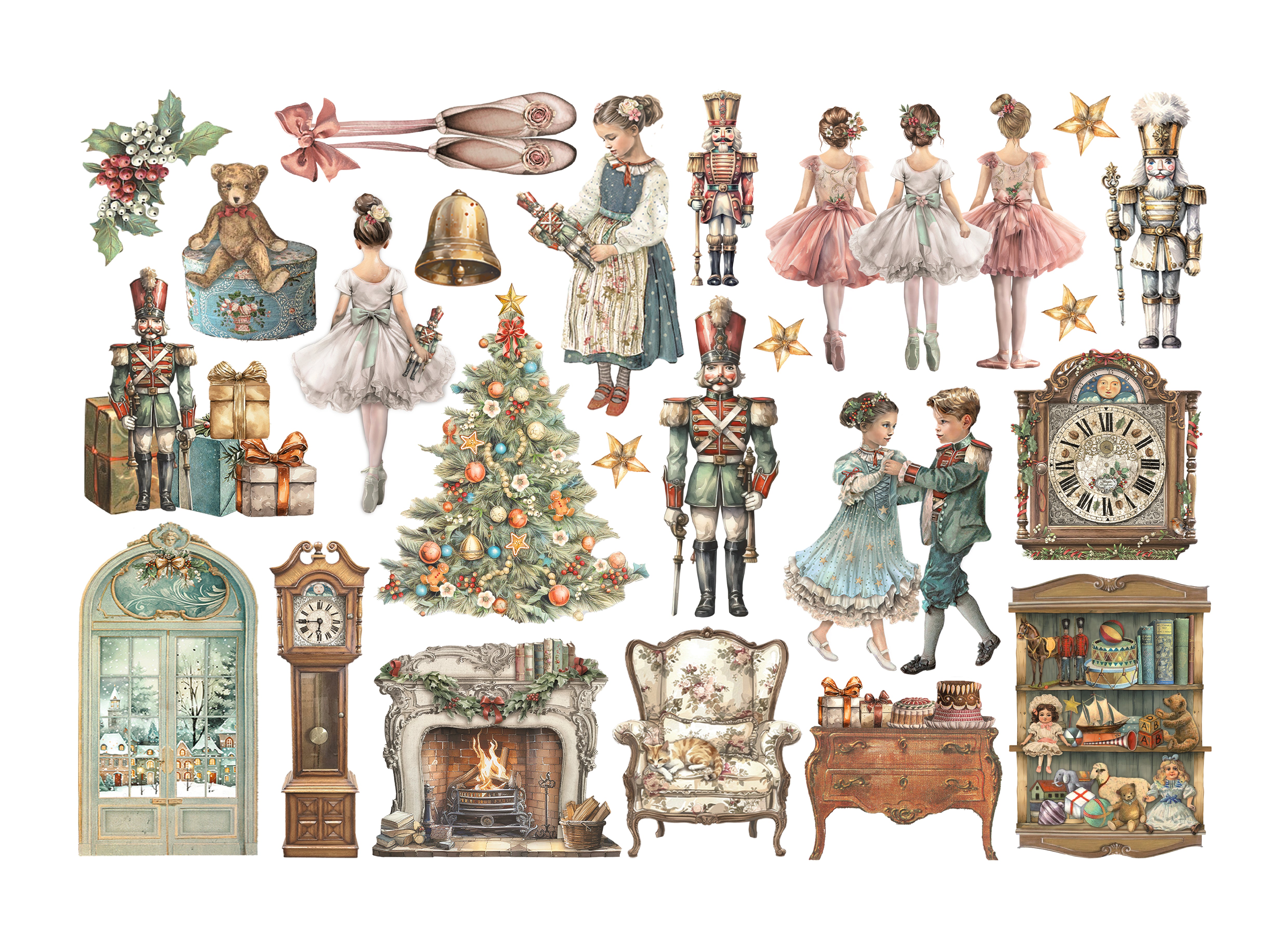 Stamperia Christmas THE NUTCRACKER Adhesive Paper Cut Outs EPHEMERA #DFLCT51