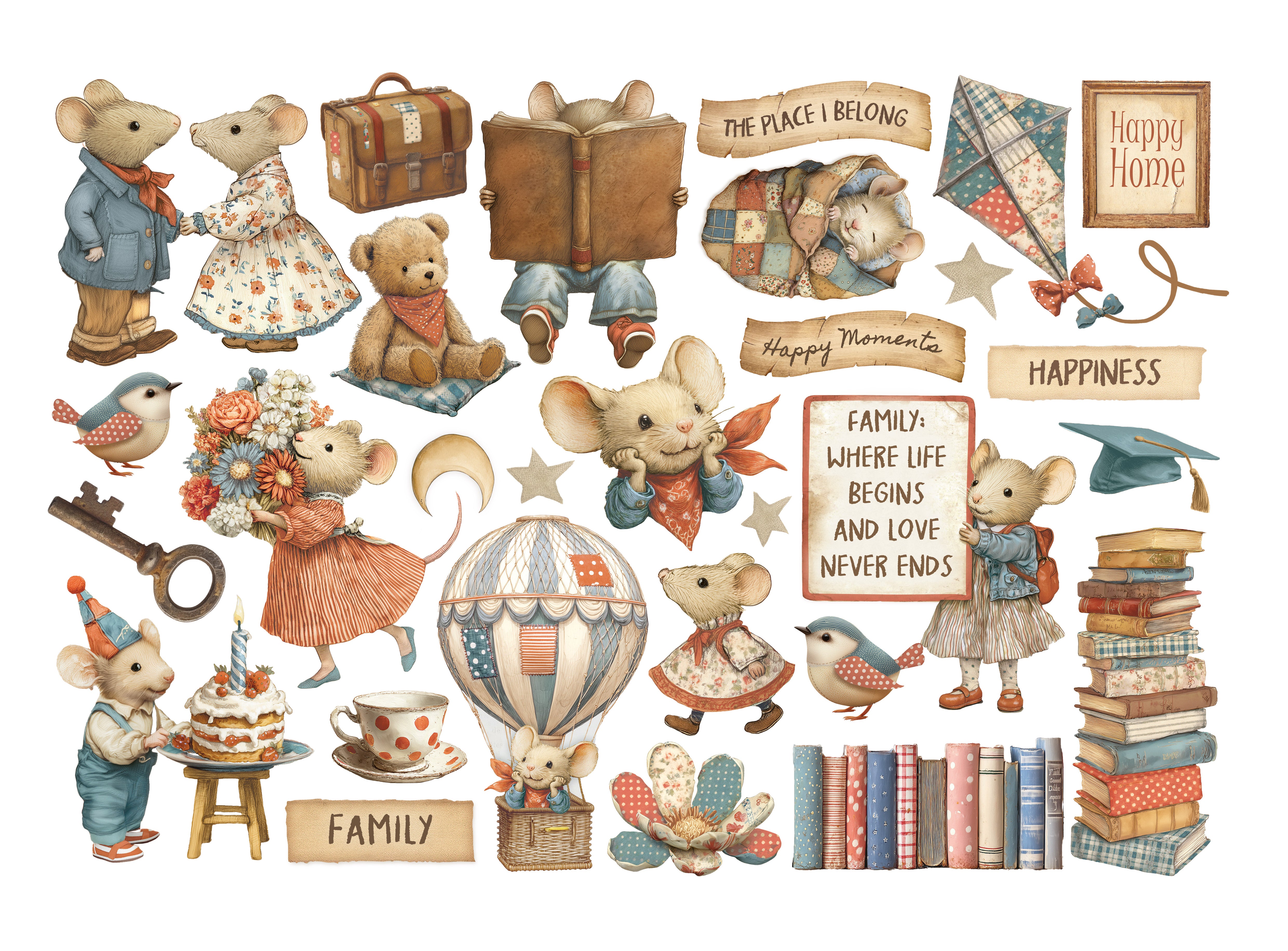 Stamperia FAMILY Adhesive Paper Cut Outs Ephemera - #DFLCT72
