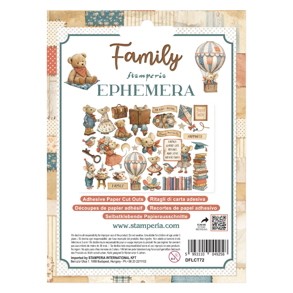 Stamperia FAMILY Adhesive Paper Cut Outs Ephemera - #DFLCT72