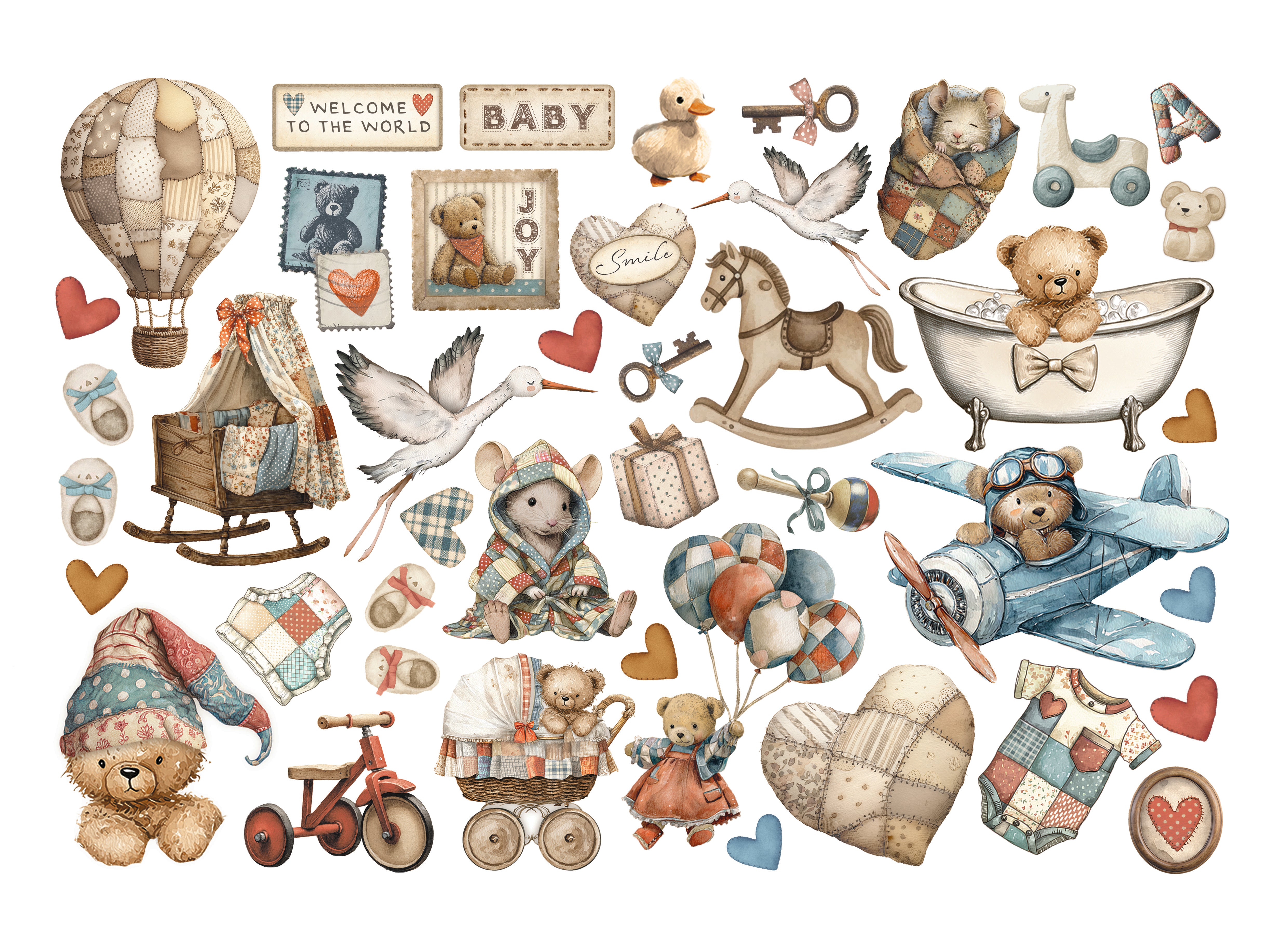 Stamperia BABY Adhesive Paper Cut Outs Ephemera - #DFLCT73