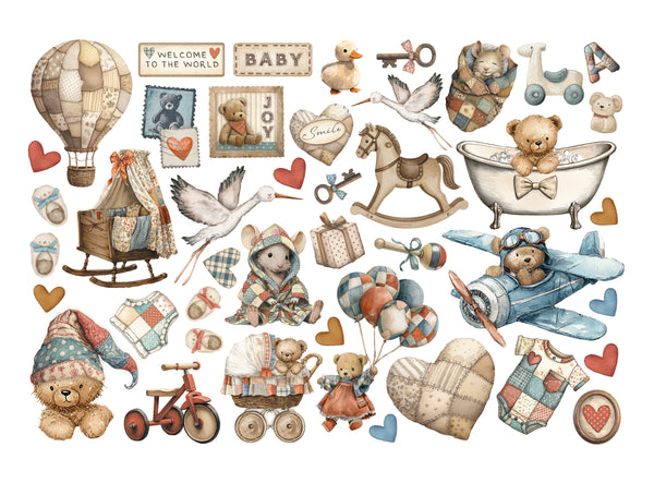 Stamperia BABY Adhesive Paper Cut Outs Ephemera - #DFLCT73