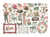 Collection of vintage-style illustrations including flowers, furniture, and decorative elements on a white background.