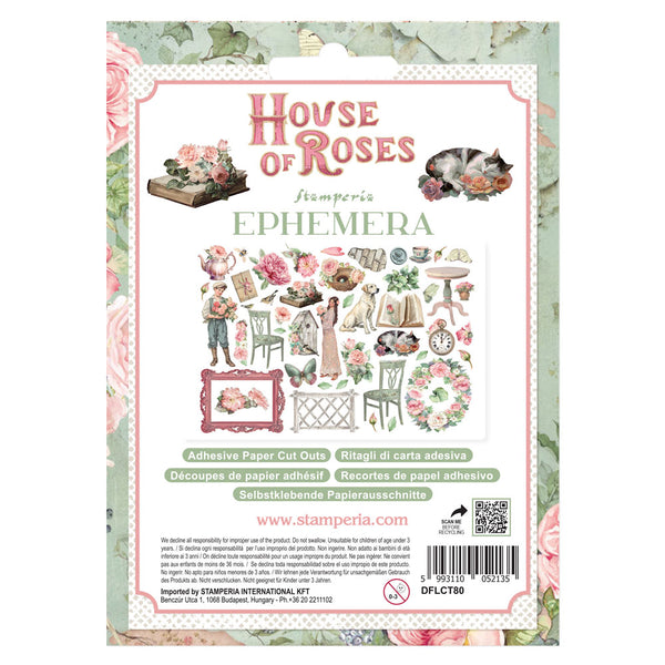Stamperia HOUSE OF ROSES Adhesive Paper Cut Outs EPHEMERA #DFLCT80 - NEW