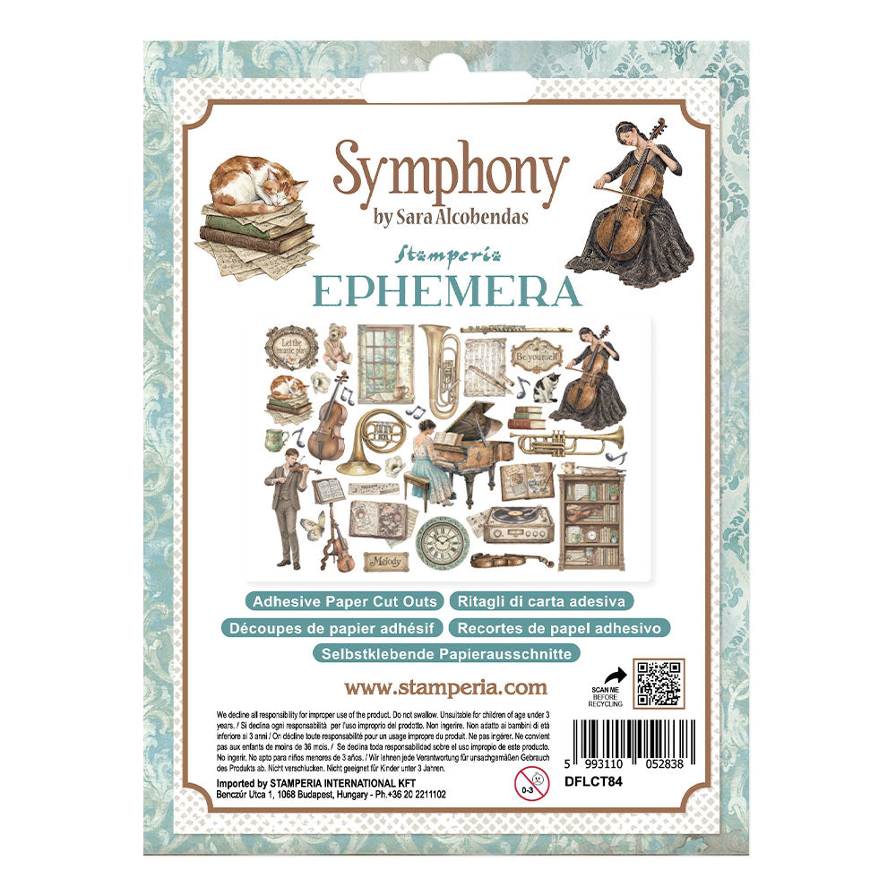 Stamperia SYMPHONY Adhesive Paper Cut Outs EPHEMERA #DFLCT84