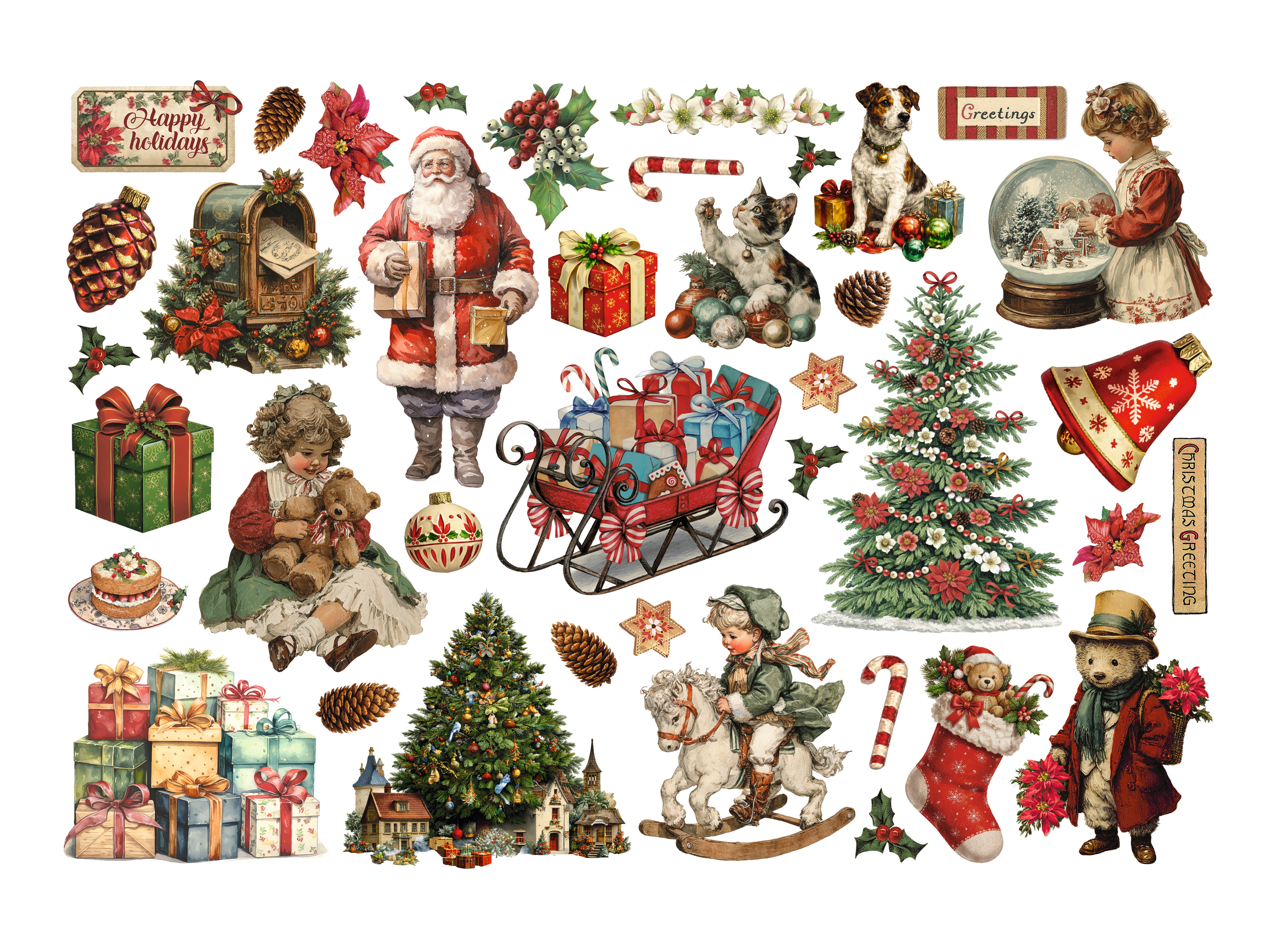 Stamperia CLASSIC CHRISTMAS Adhesive Paper Cut Outs EPHEMERA #DFLCT85