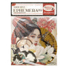 Adhesive ephemera pack with a decorative design of a woman, cat, and flowers, featuring the brand 'Oriental Garden'.