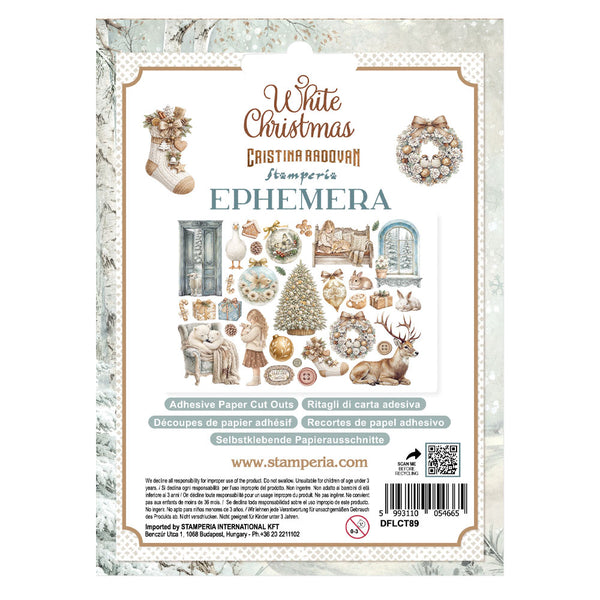 Stamperia WHITE CHRISTMAS Adhesive Paper Cut Outs EPHEMERA #DFLCT89