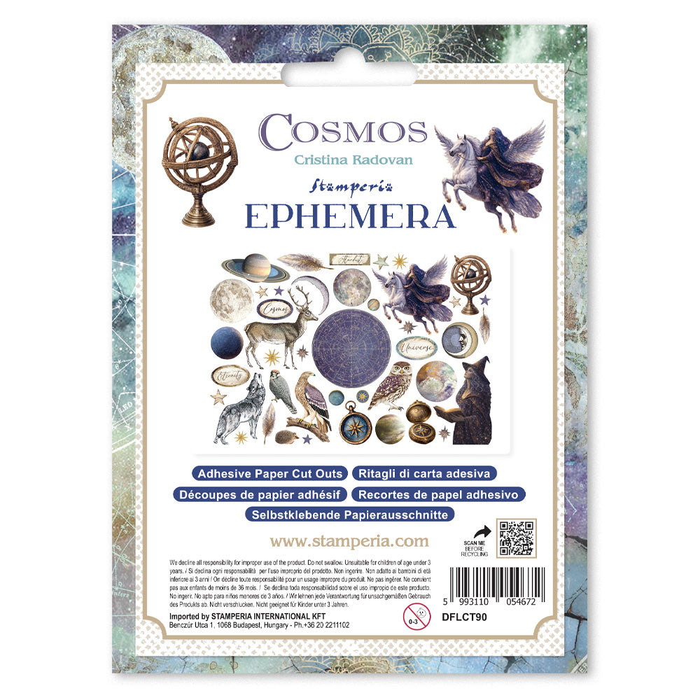 Stamperia COSMOS - Adhesive Paper Cut Outs EPHEMERA #DFLCT90 - NEW