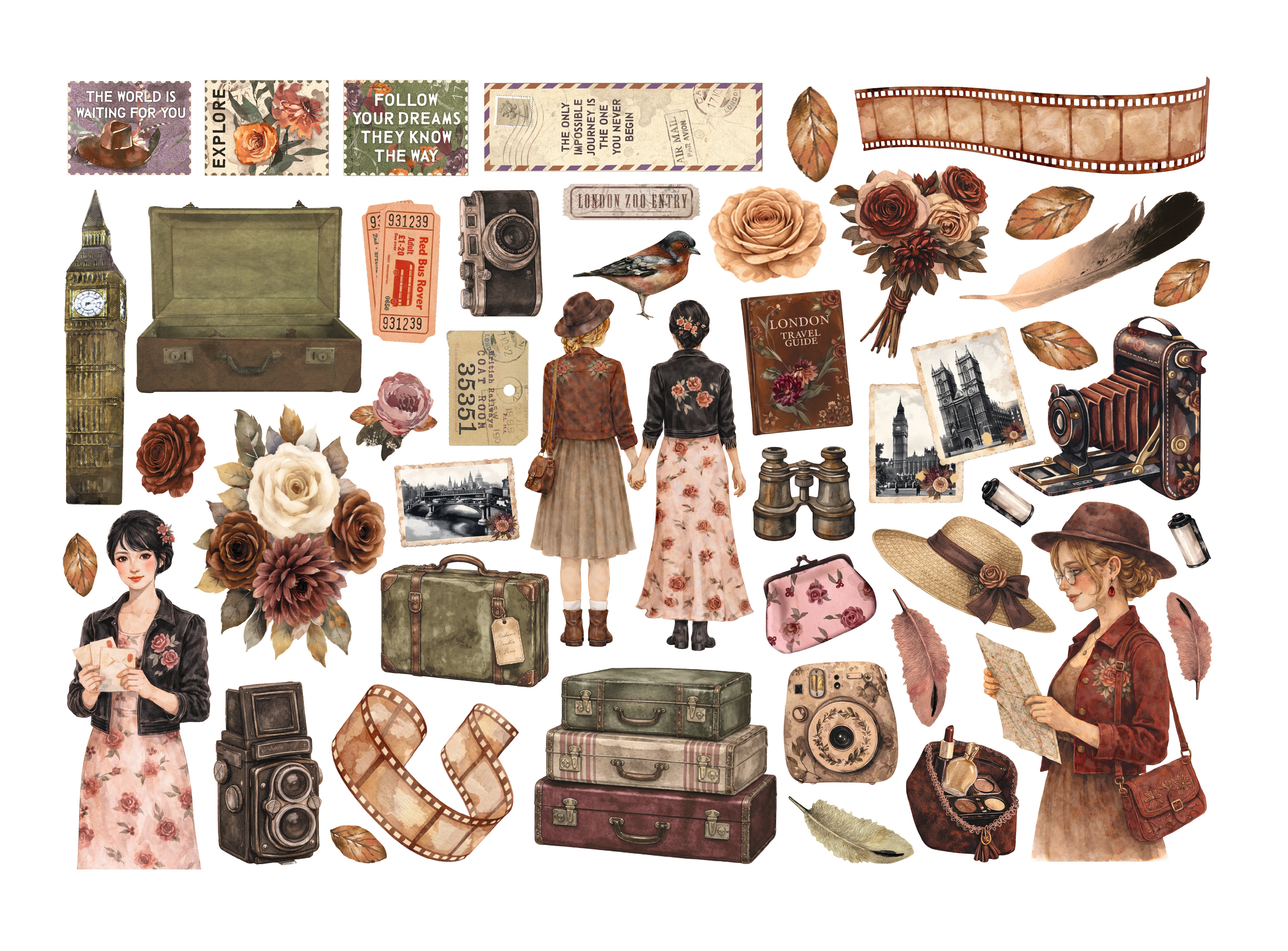 Stamperia OUR WAY Adhesive Paper Cut Outs EPHEMERA #DFLCT91