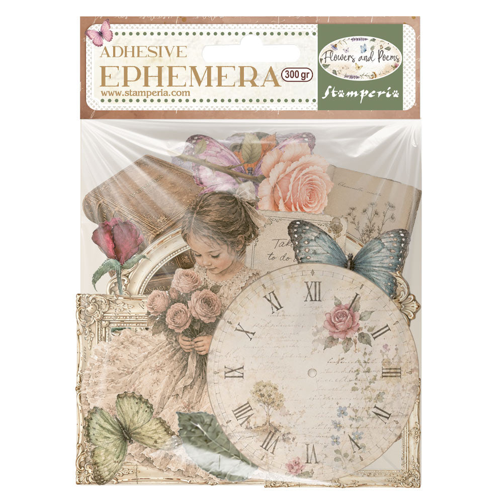 Stamperia FLOWERS and POEMS Adhesive Paper Cut Outs EPHEMERA #DFLCT92