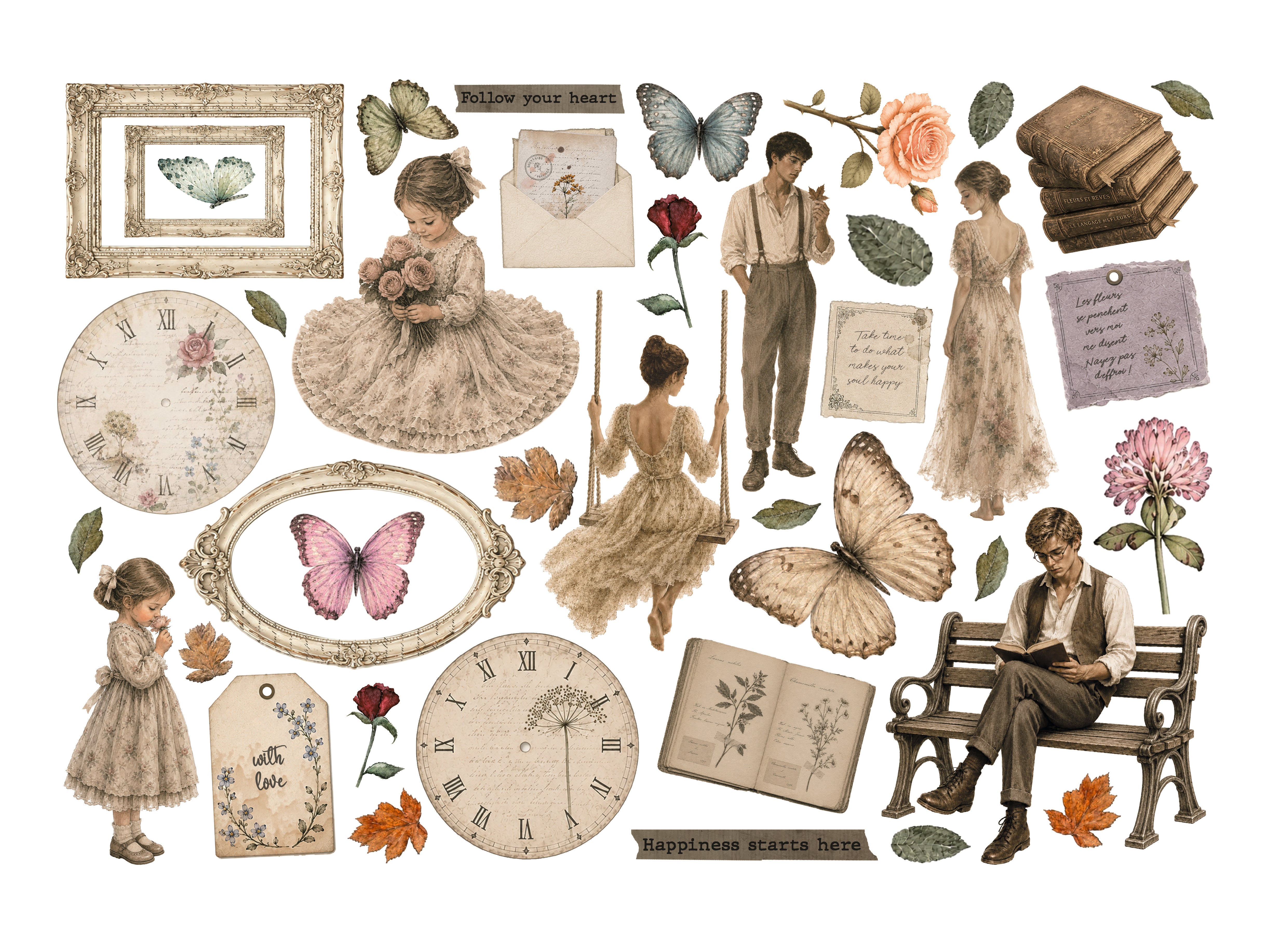 Stamperia FLOWERS and POEMS Adhesive Paper Cut Outs EPHEMERA #DFLCT92