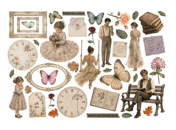 Stamperia FLOWERS and POEMS Adhesive Paper Cut Outs EPHEMERA #DFLCT92