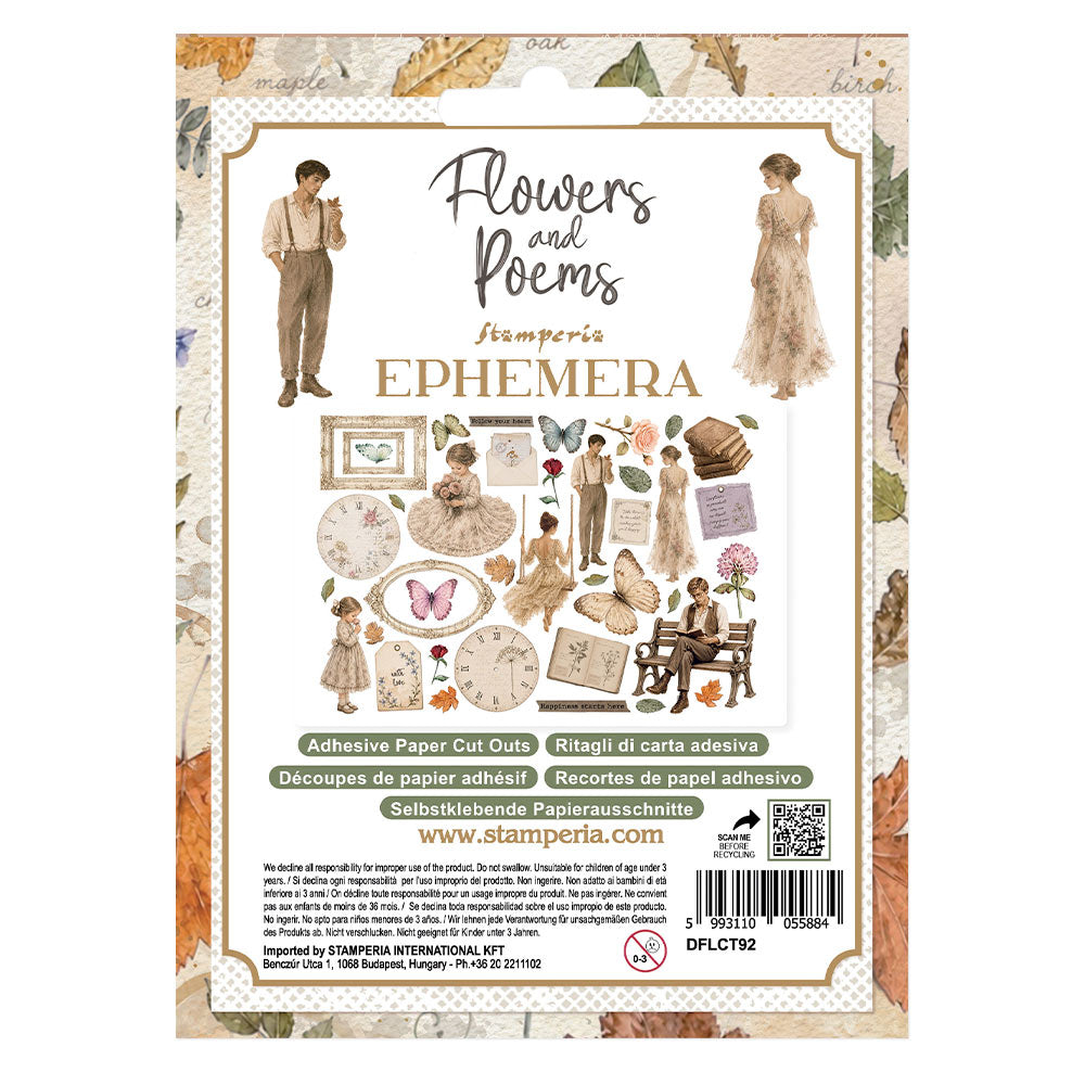 Stamperia FLOWERS and POEMS Adhesive Paper Cut Outs EPHEMERA #DFLCT92