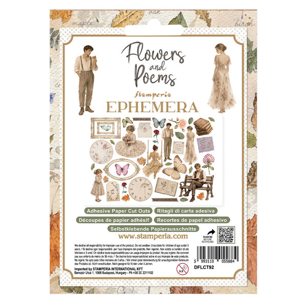 Stamperia FLOWERS and POEMS Adhesive Paper Cut Outs EPHEMERA #DFLCT92