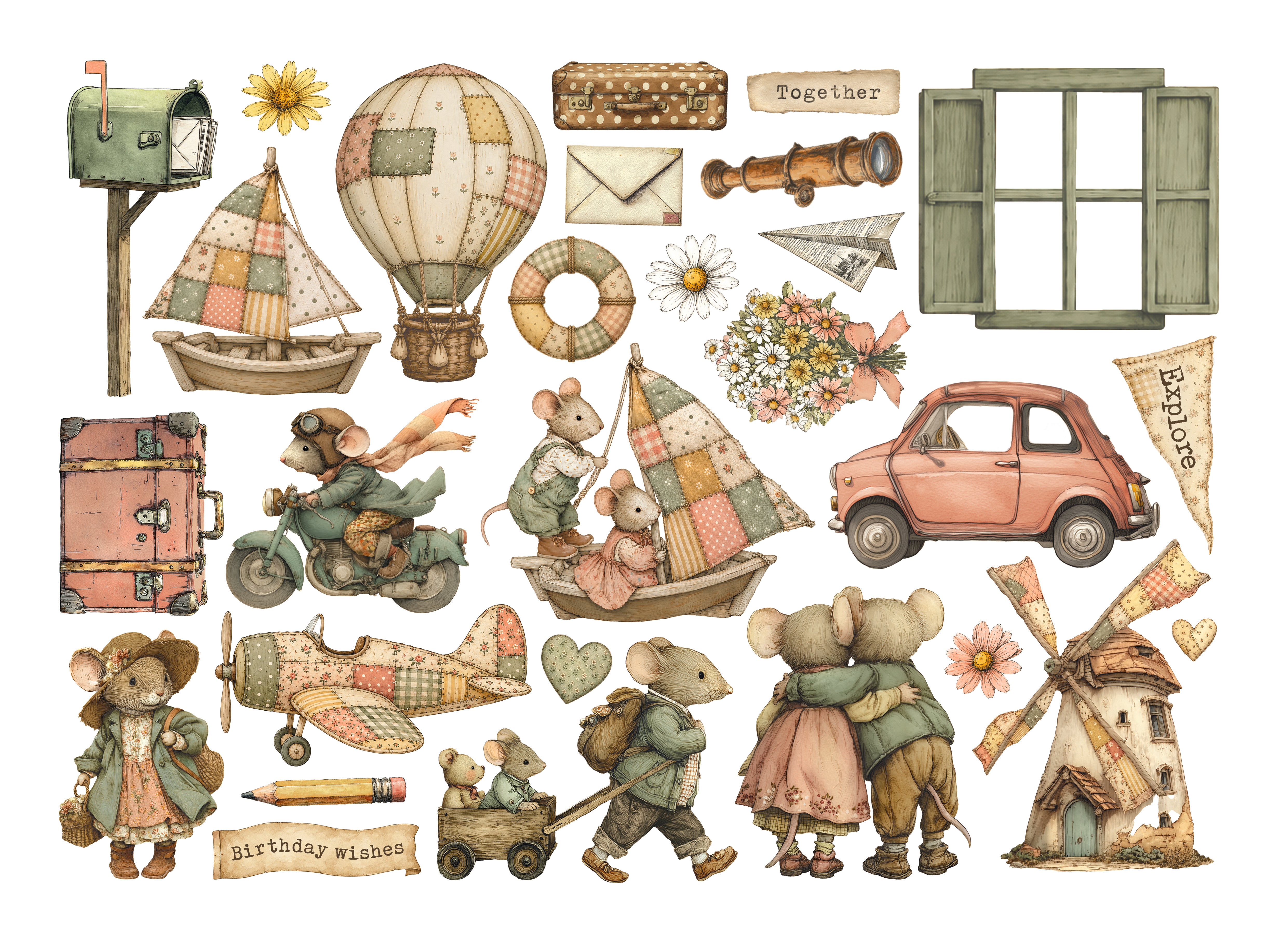 Stamperia COZY FAMILY Adhesive Paper Cut Outs EPHEMERA #DFLCT93