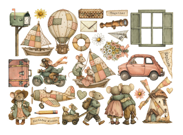 Stamperia COZY FAMILY Adhesive Paper Cut Outs EPHEMERA #DFLCT93