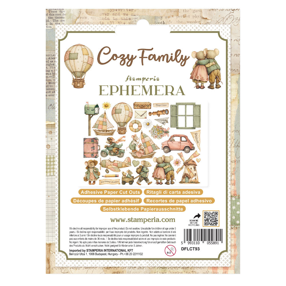Stamperia COZY FAMILY Adhesive Paper Cut Outs EPHEMERA #DFLCT93