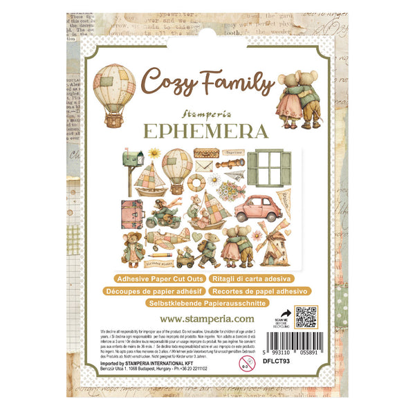 Stamperia COZY FAMILY Adhesive Paper Cut Outs EPHEMERA #DFLCT93