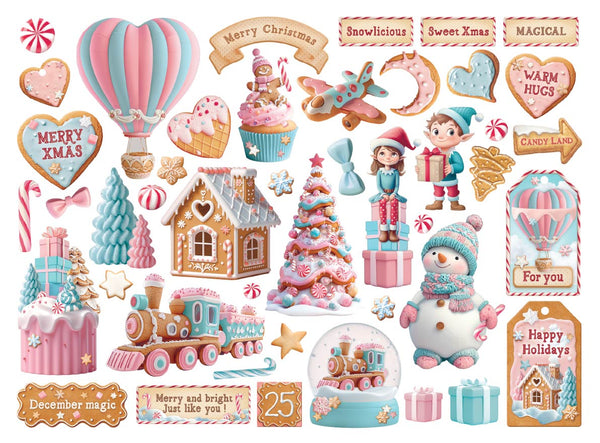 Stamperia CANDY CHRISTMAS Die Cuts Chipboard Shapes #DFLDC118