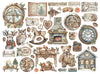 Collection of vintage-style DIE CUTS featuring nature, home decor, and animals on a white background.