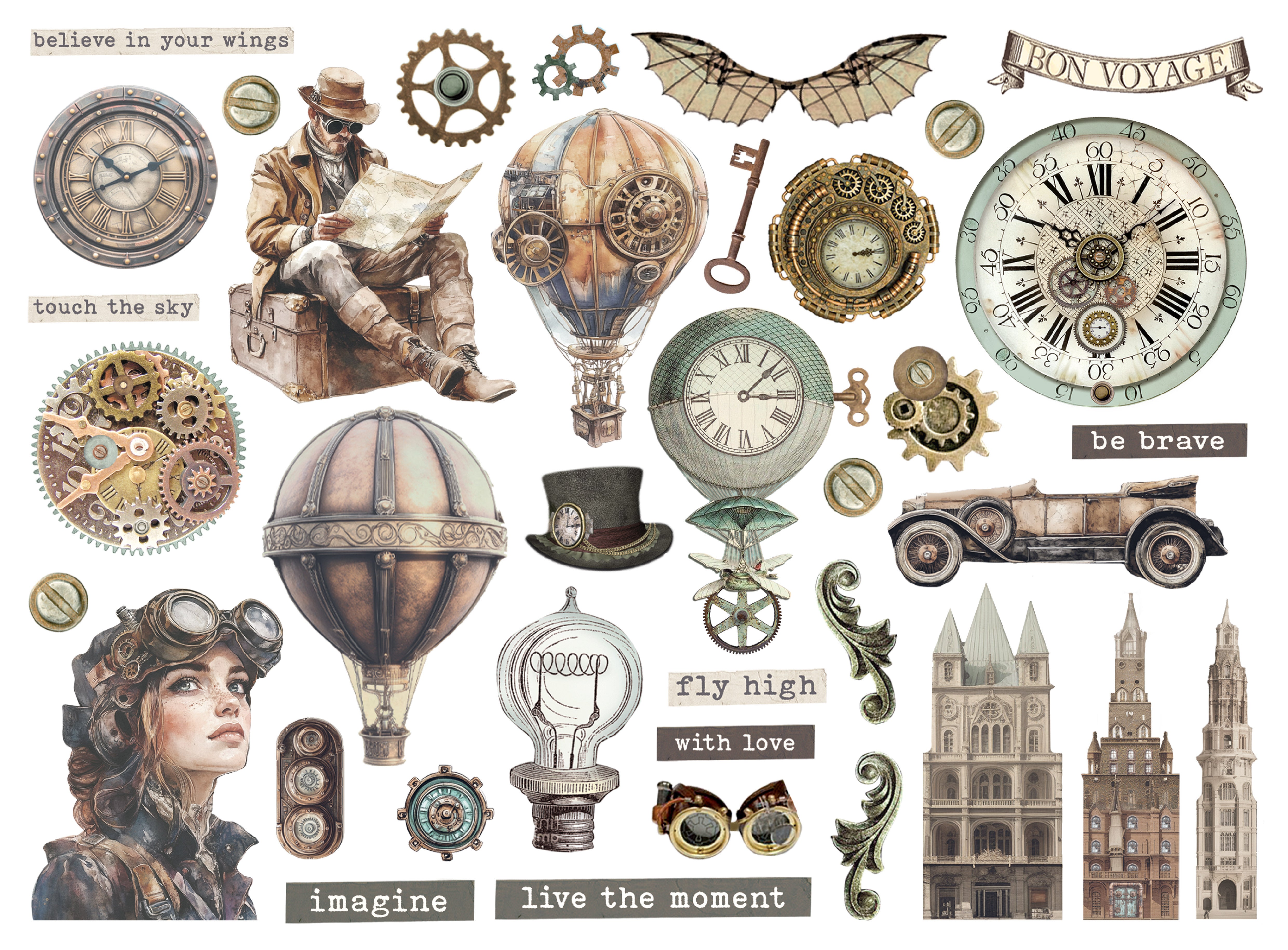 Stamperia VOYAGES FANTASTIQUES Die Cuts Chipboard Shapes #DFLDC127