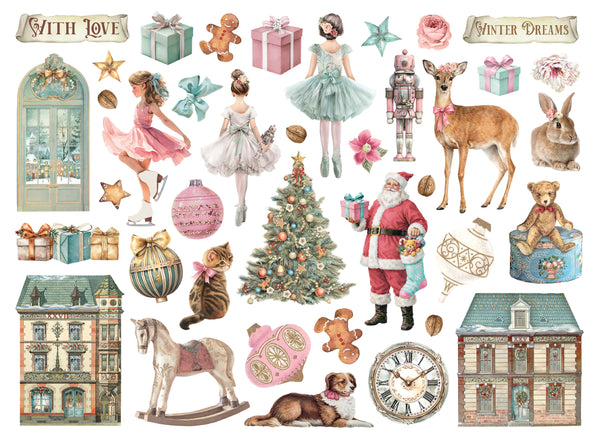 Stamperia WINTER MAGIC PINK CHRISTMAS Die Cuts Chipboard Shapes #DFLDC138