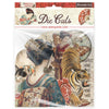 Packaging of Stamperia die cuts with oriental garden theme featuring a woman, tiger, and cat.