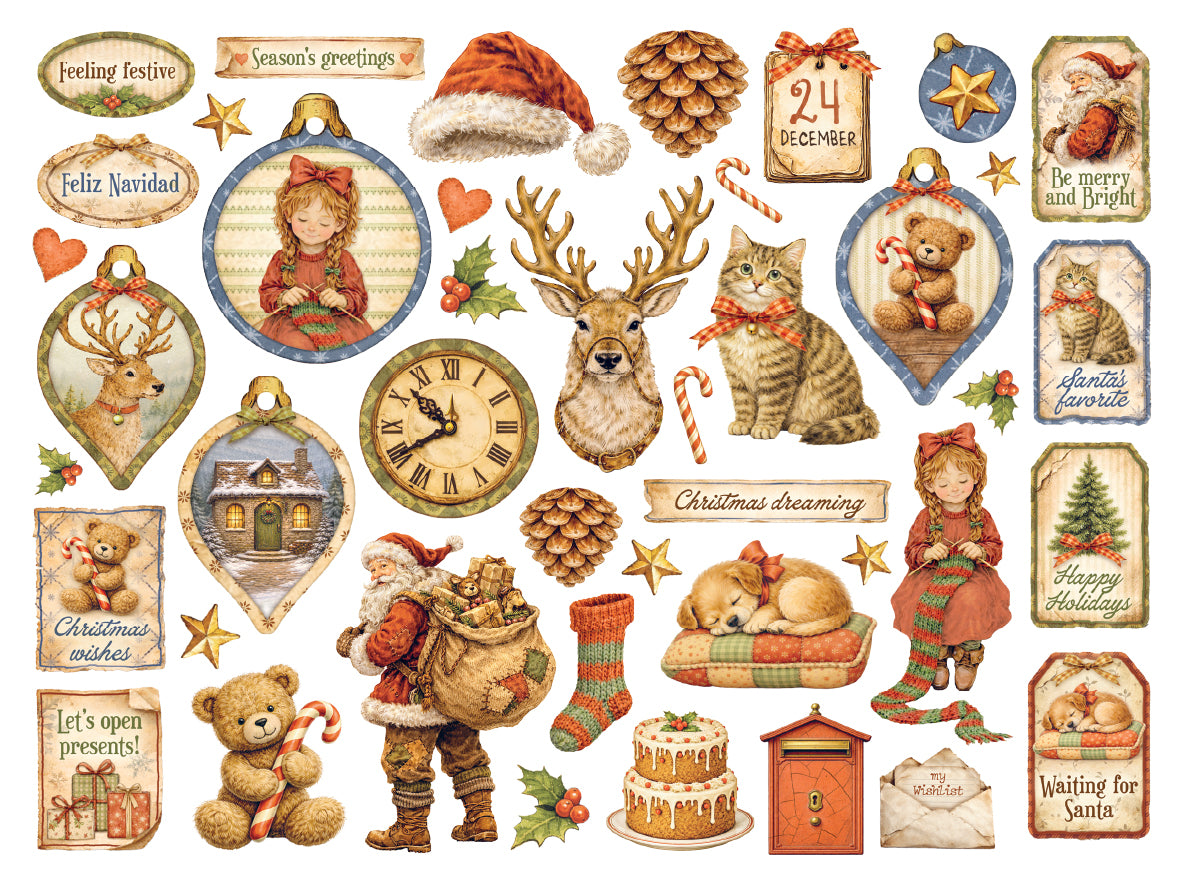 Stamperia SILENT NIGHT CHRISTMAS Die Cuts Chipboard Shapes #DFLDC140