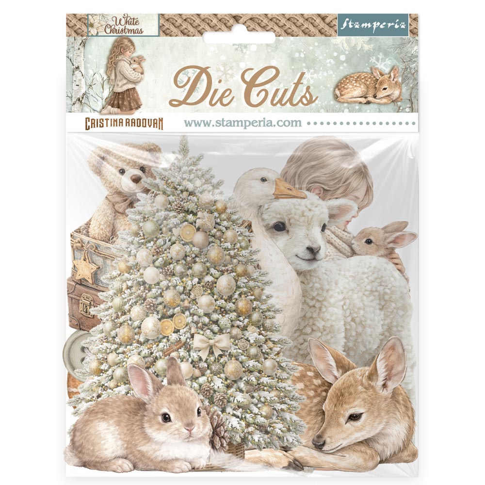 Stamperia WHITE CHRISTMAS Die Cuts Chipboard Shapes #DFLDC141