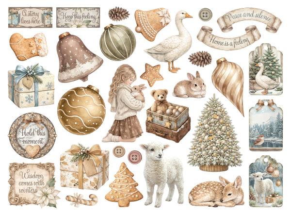Stamperia WHITE CHRISTMAS Die Cuts Chipboard Shapes #DFLDC141