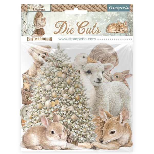 Stamperia WHITE CHRISTMAS Die Cuts Chipboard Shapes #DFLDC141