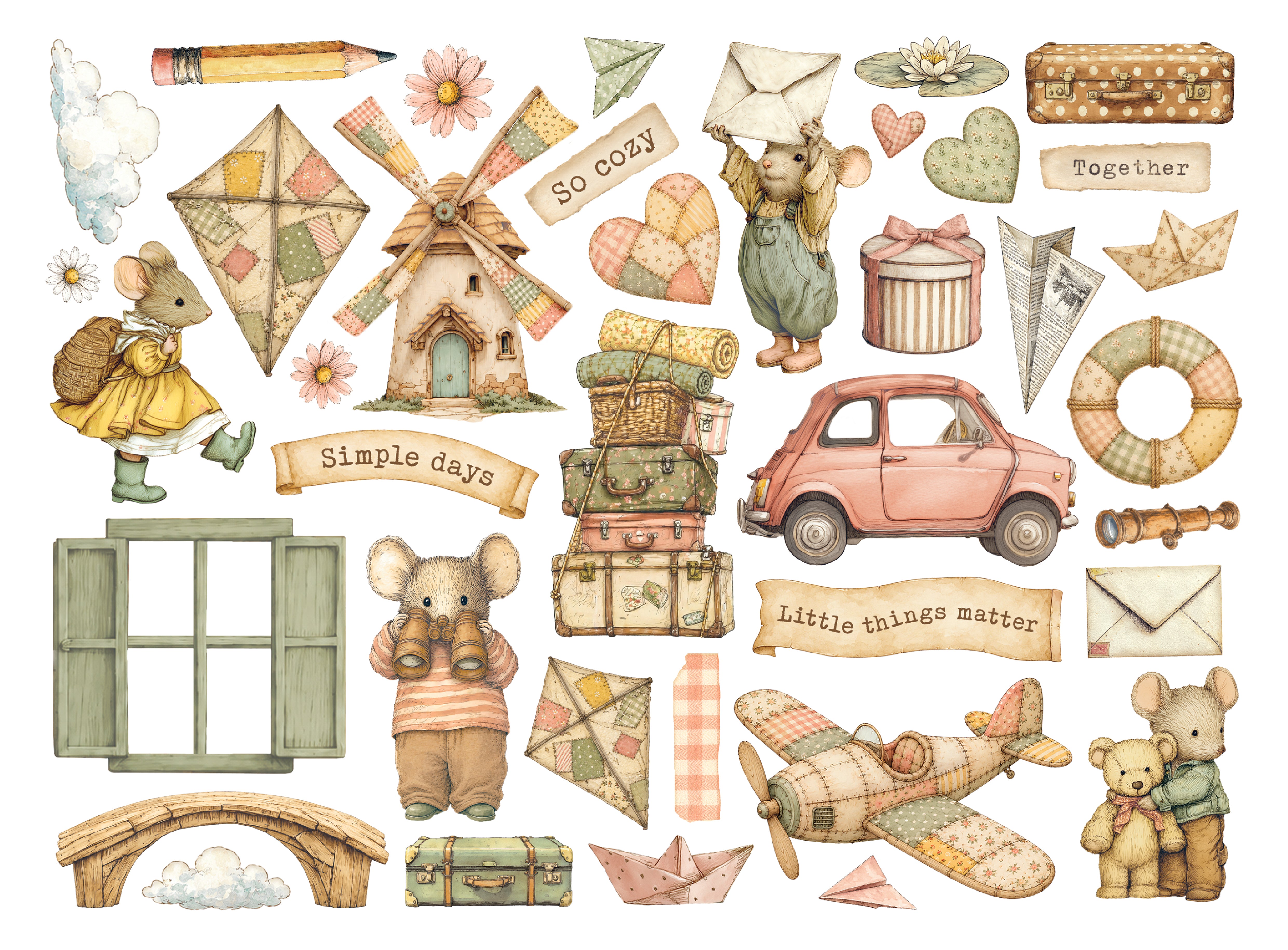 Stamperia COZY FAMILY Die Cuts Chipboard Shapes #DFLDC145