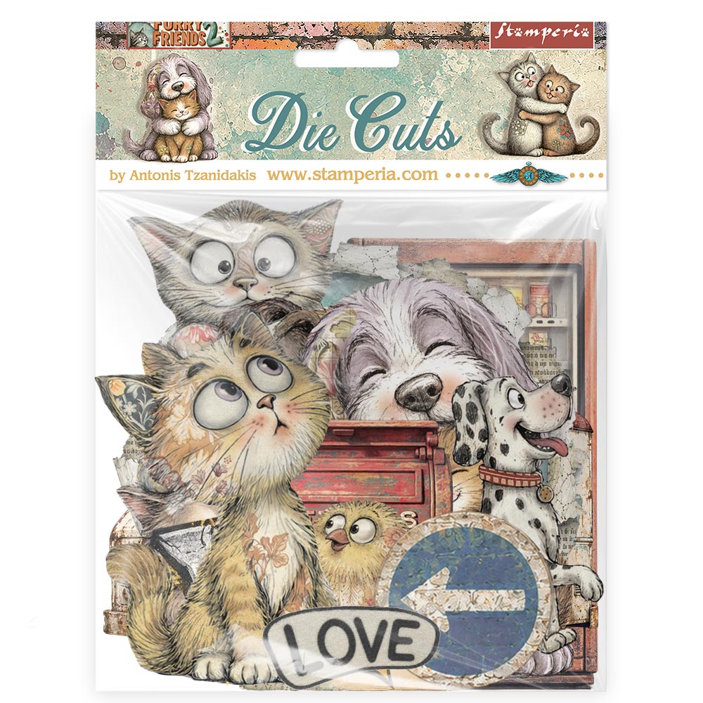 Stamperia FURRY FRIENDS 2 Die Cuts Chipboard Shapes #DFLDC146