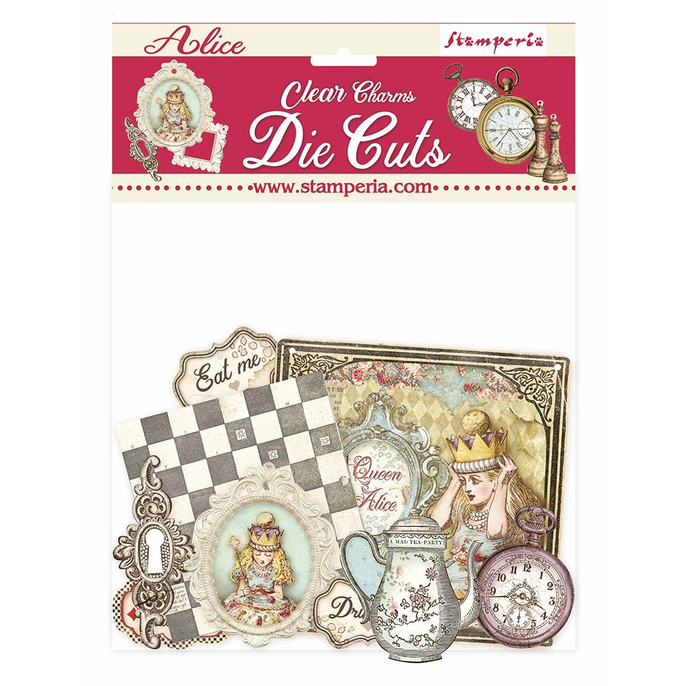 Stamperia ALICE CHARMS Clear Acetate Die Cuts 29 Pcs #DFLDCP18