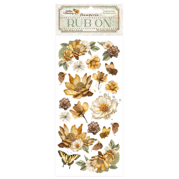 Stamperia GOLDEN HARMONY FLOWERS Rub On 4" x 8.5" #DFLRB112