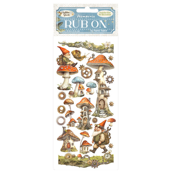 PRE-ORDER Stamperia HIDDEN GROVE - MUSHROOM HOUSE Rub On 4" x 8.5"  #DFLRB150