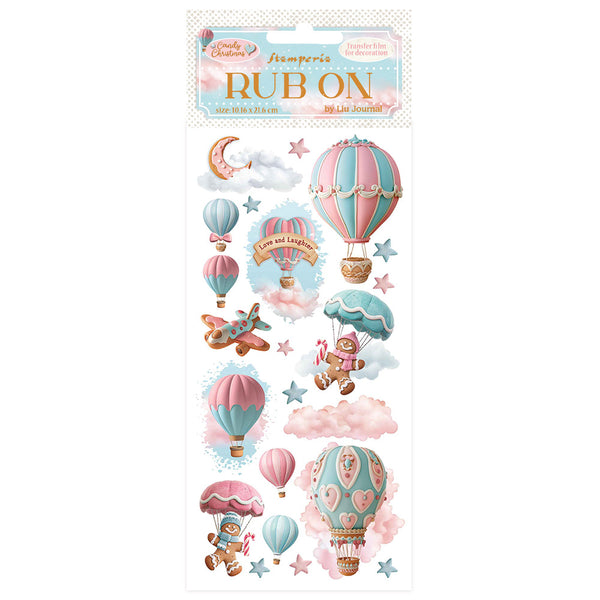 Stamperia CANDY CHRISTMAS - AIR BALLOONS Rub On 4" x 8.5"  #DFLRB172