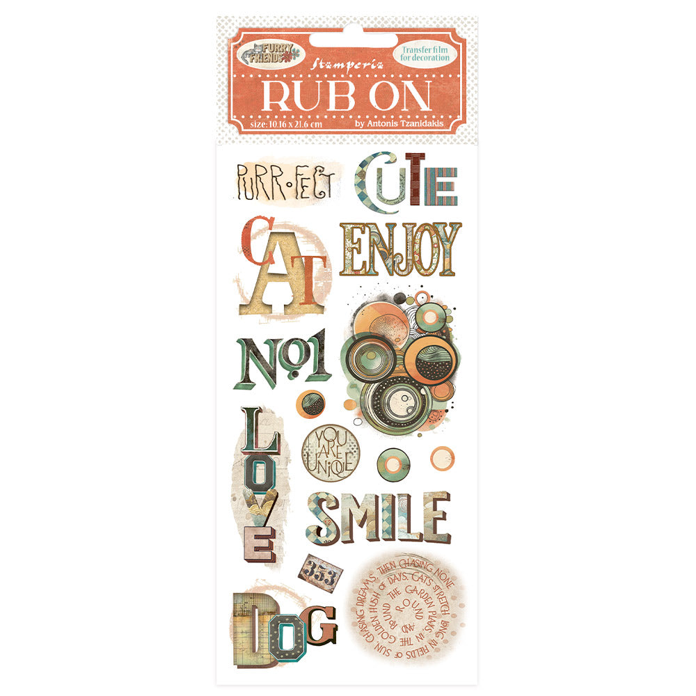 Stamperia FURRY FRIENDS - WRITINGS Rub On 4