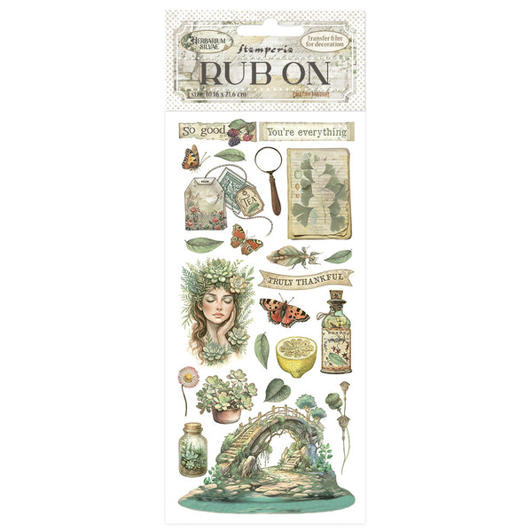 Decorative sheet with nature-themed designs and text on a white background