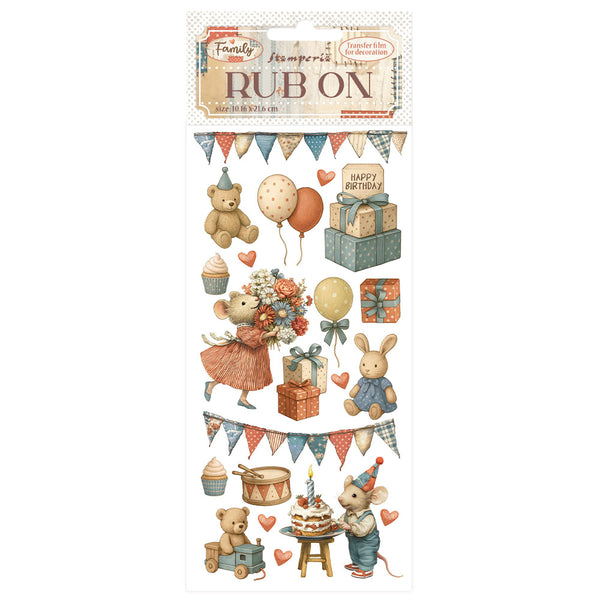 Stamperia FAMILY - PARTY Rub On 4" x 8.5"  #DFLRB215