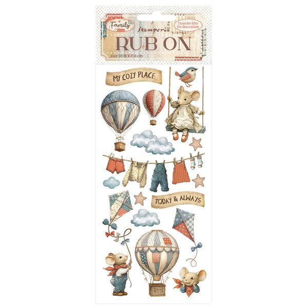 Stamperia FAMILY - AIR BALLOONS Rub On 4" x 8.5"  #DFLRB218