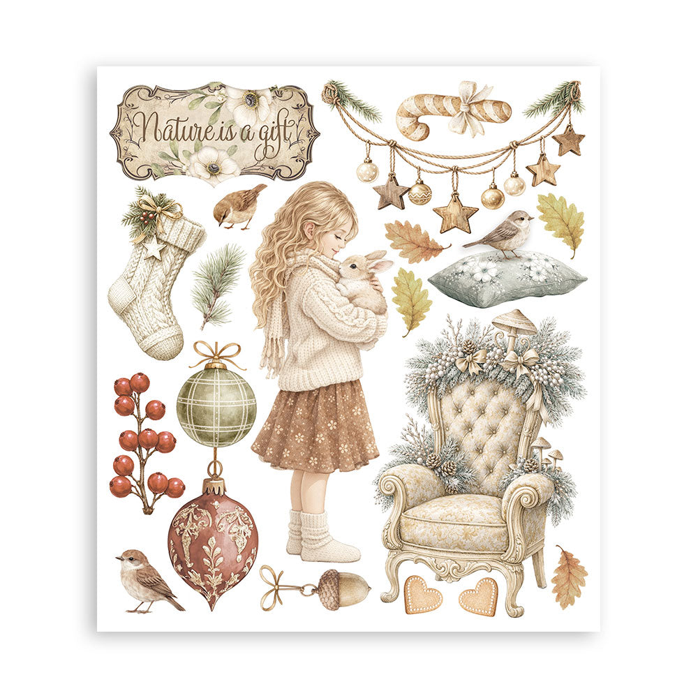 Stamperia WHITE CHRISTMAS - LARGE Rub On Selection 20,5x23cm  #DFLRBXG13