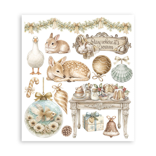 Stamperia WHITE CHRISTMAS - LARGE Rub On Selection 20,5x23cm  #DFLRBXG13