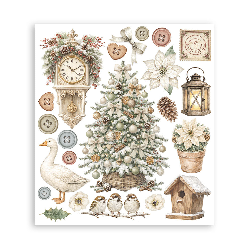 Stamperia WHITE CHRISTMAS - LARGE Rub On Selection 20,5x23cm  #DFLRBXG13