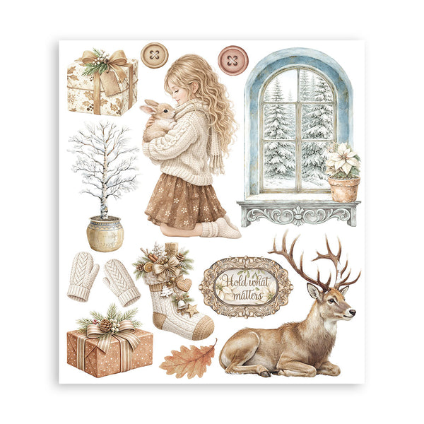 Stamperia WHITE CHRISTMAS - LARGE Rub On Selection 20,5x23cm  #DFLRBXG13