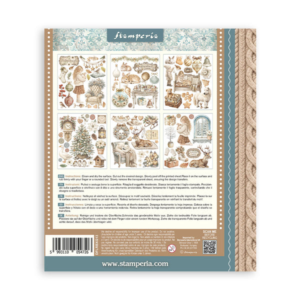 Stamperia WHITE CHRISTMAS - LARGE Rub On Selection 20,5x23cm  #DFLRBXG13