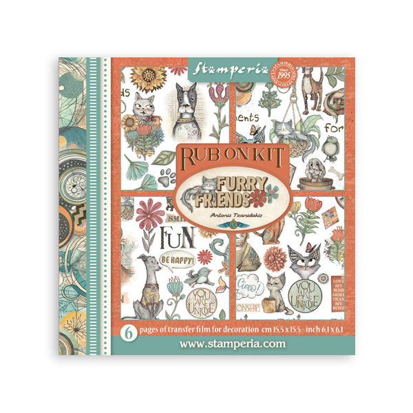 Stamperia FURRY FRIENDS Rub On ASSORTMENT KIT #DFLRBX07