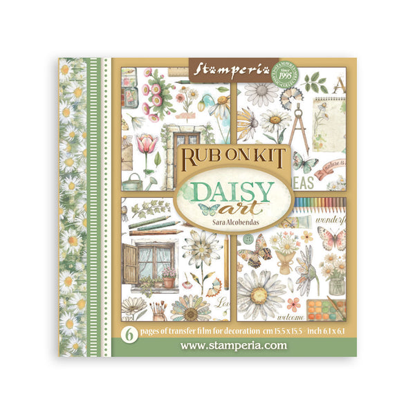 Stamperia Rub On Kit with Daisy Art design on a white background