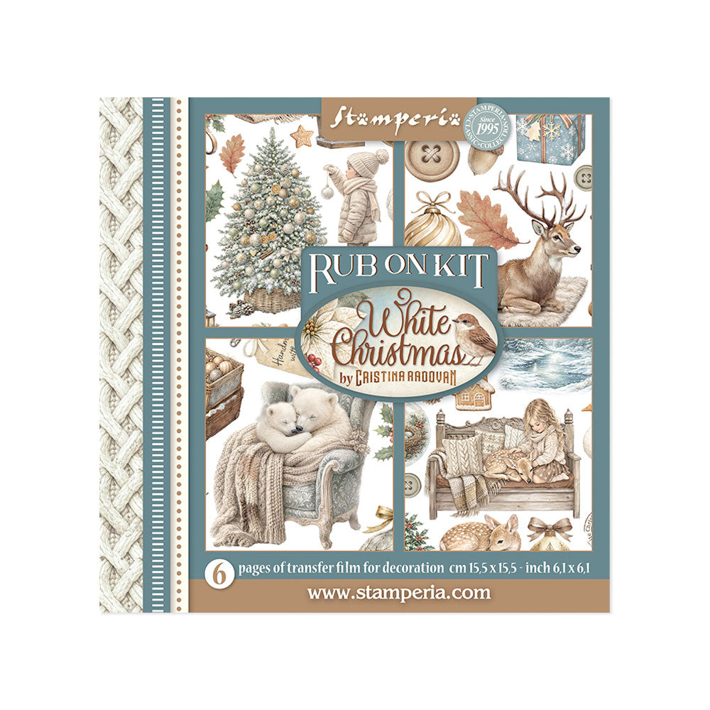 Stamperia WHITE CHRISTMAS Christmas Rub On ASSORTMENT Kit #DFLRBX21